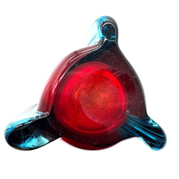 Vintage UV Extra Large Organic Red Blue Murano Glass Sommerso Vase Italian 1970s - Picture 11 of 11